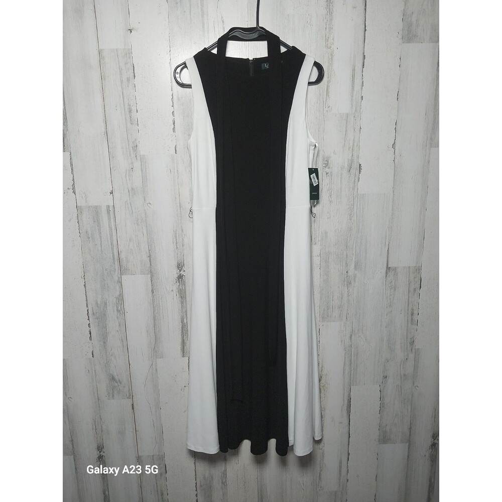 New Lauren Ralph Lauren Women's Colorblock Surplice Sheath Dress Black Size 6